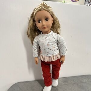 Stylish Doll with Red Pants and Starry Top